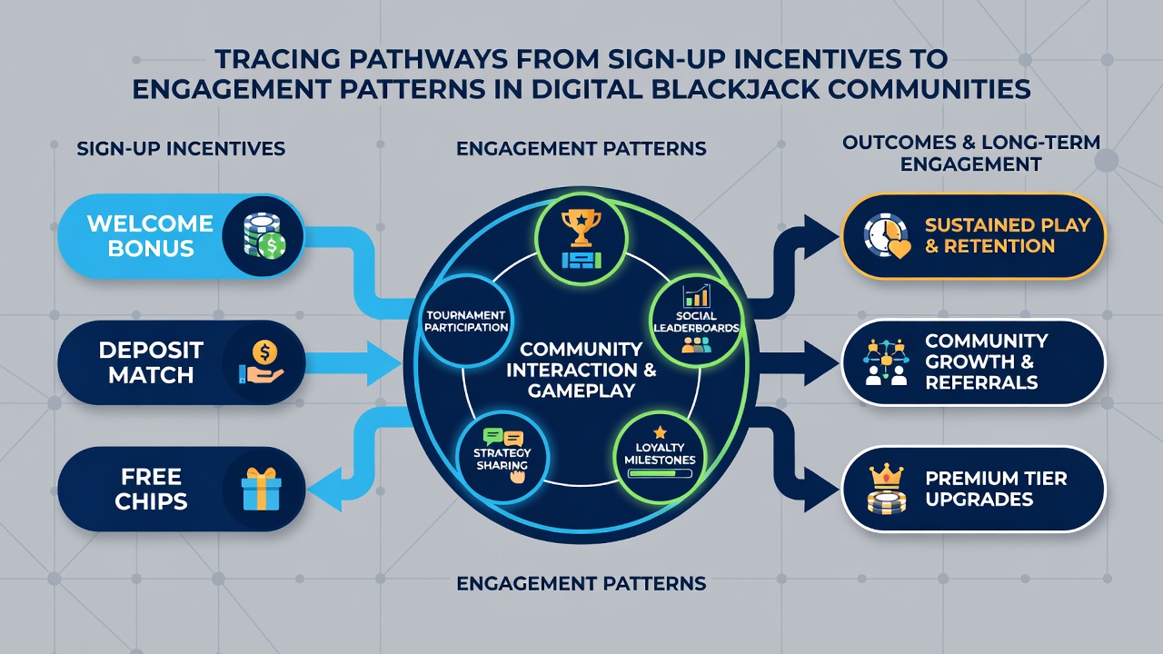 Grafieken en data over blackjack engagement patronen en community groei